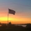 Old Glory flying, Beautiful Sunset on Long Island, New York