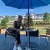 Organic Krush founder Michelle Walrath enjoying juice on the patio
