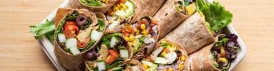 Tray of delicious wraps from Organic Krush
