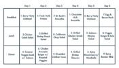 Organic Krush meal plans chart